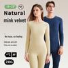 Women's Mink Fleece Thermal Underwear Set: Slim, Round Neck, Hemmed Design for Autumn/Winter Warmth