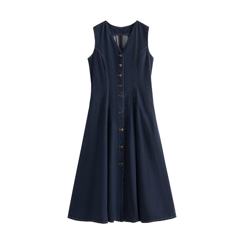 Chuyu Lyocell Cotton Vintage Denim A-line Dress