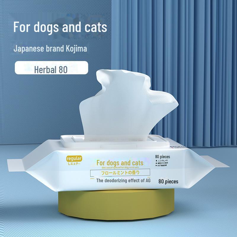Влажные салфетки Kojima Pet для кошек, котят и собак – дезодорирующее очищающее средство без мытья