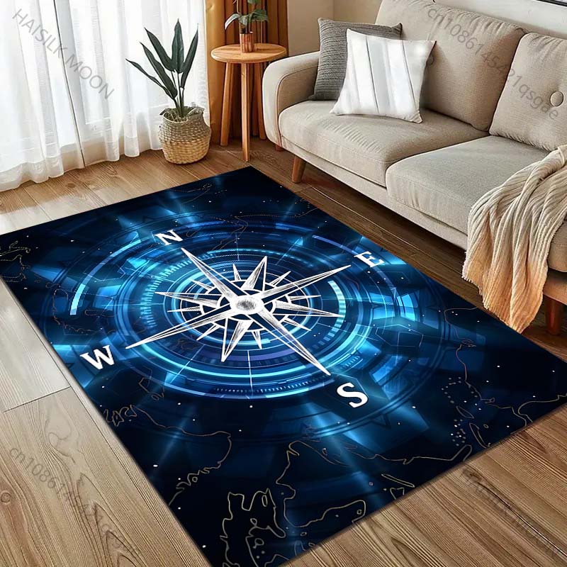 Blue fantasy compass Pattern Carpet for Bedroom Living Room Bedside Sofa Floor Mat Modern Home Decor Area Rug Large Size