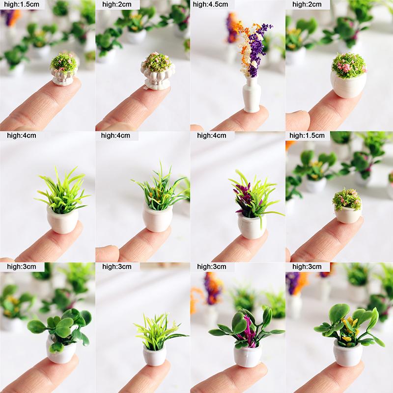 12 Стиль 1:12 кукольных мини-горшочков для растений из экологически чистой смолы, аксессуары для домашнего декора