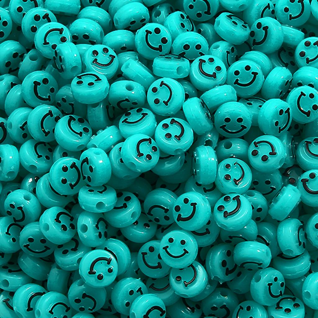 500Pcs Round Shape Acrylic Beads Spaced Smile Beads For Jewelry Making Craft Accessories