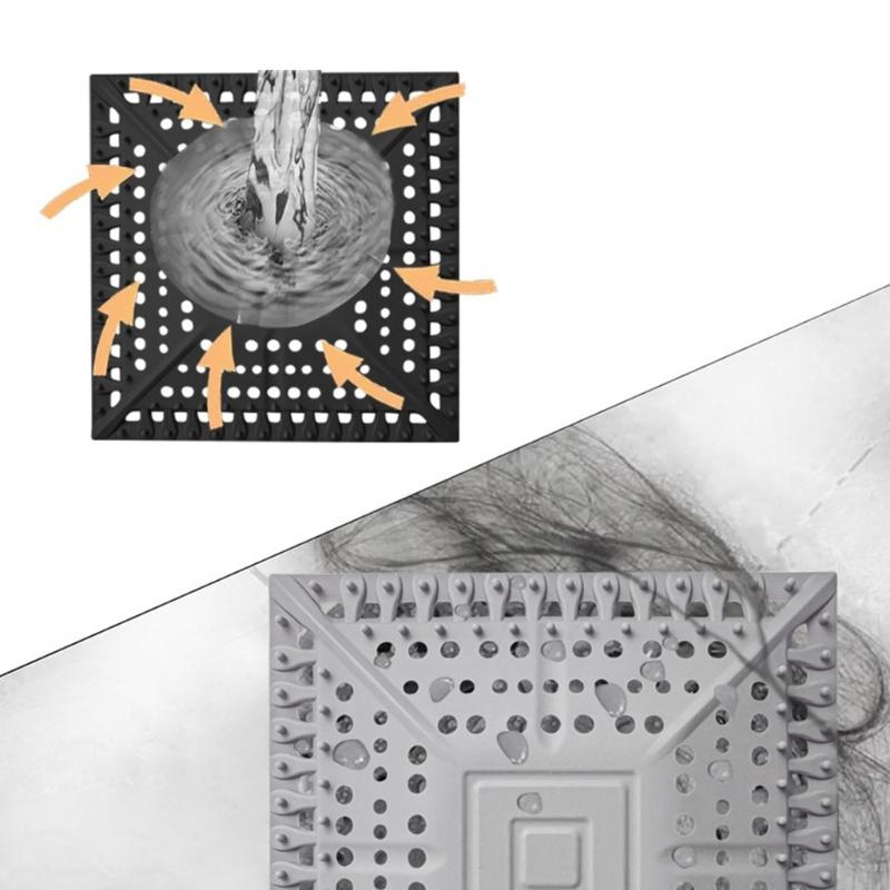 Square Shape Silicone Floor Drain Cover Mesh Sink Strainer Hair Catcher Sewer Outfall Drain Filter Easy to Use