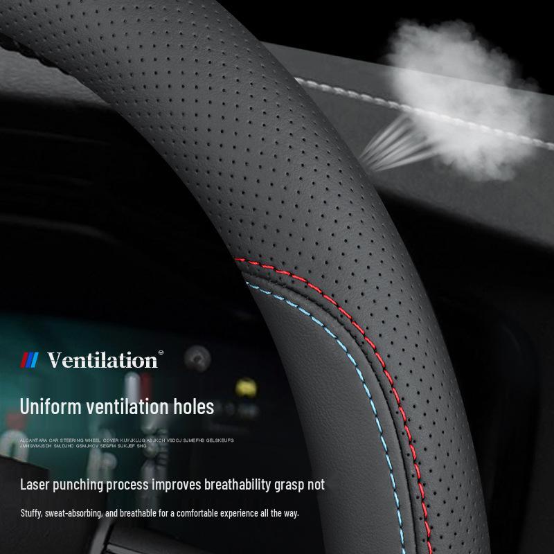 Кожаная оплетка на руль для Tucson, IX35, IX25, Sonata, Elantra, Reina, Lingdong - Всесезонная посадка