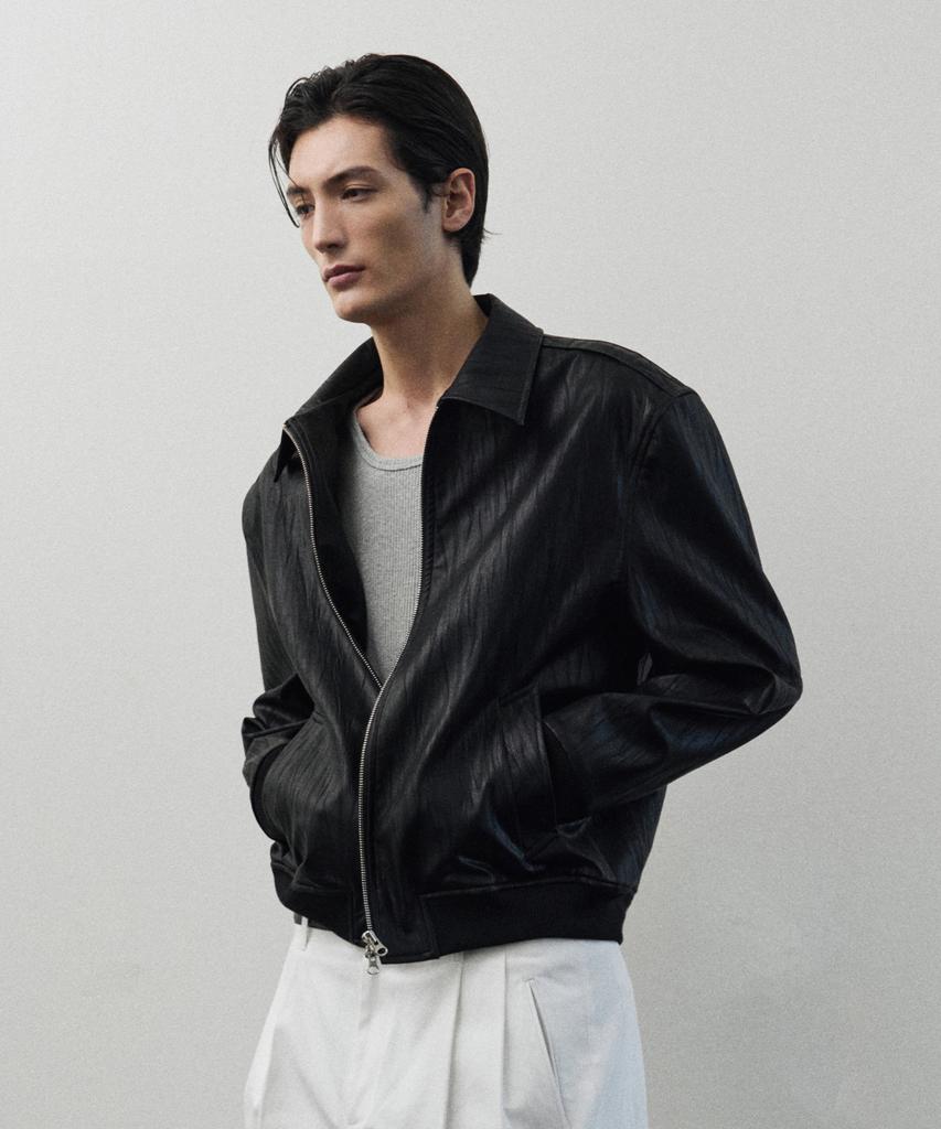Blayer Align Crack Leather Crop Jacket [Black]