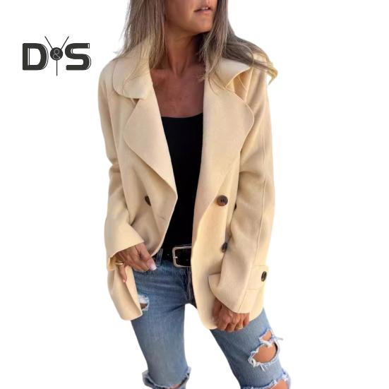 Женское зимнее пальто с отложным воротником, однотонное, двухстороннее, шерстяное, двубортное, свободного кроя, пальто, теплое, с длинными рукавами, для поездок на работу, для свиданий, весна