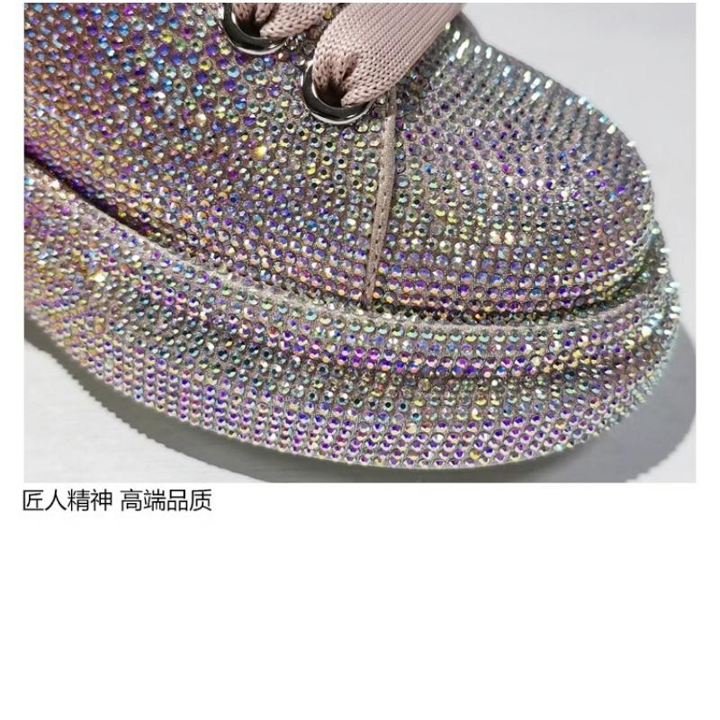 Autumn Women Platform Shoes Crystal Colo Silver Shoes for Women Shining Crystal Sneakers Trend Casual Luxury Rhinestone Shoes
