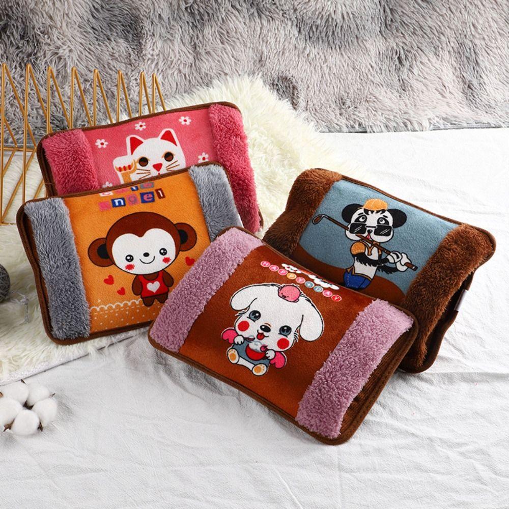 Flannelette Hand Warmer Cartoon Pattern Hand Compress Heat Pack Winter Heated Bag for Home Office