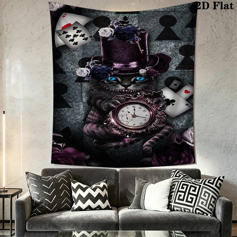 Magic Hat Cheshire Cat Pattern Home Decor Tapestry, Wall Hanging, Decorative RV Wall Cloth.SGT0917435