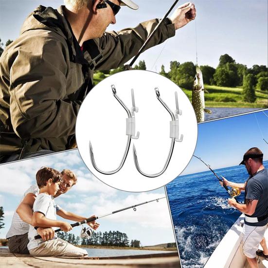 3/5/10/20Pcs Luminous Live Fishhook with Barbed Shrimp Fixing Hook Glow-in-the-dark Offset Freshwater Saltwater Catfish