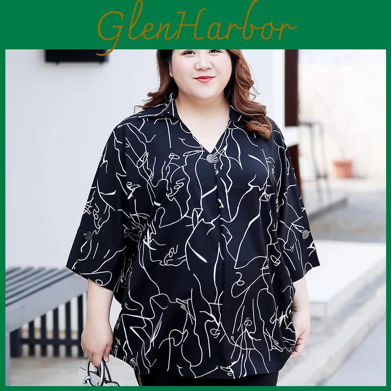 4xl8xl Fat Shortsleeved Tshirt Size Woman Summer Dress Plus Fat Oversized Chiffon Printed Top Breathable And Loose