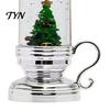 Christmas Gift for Kids Night Light, Flameless LED Water Filled Candle Lamp with Vintage Style Home Decor Falling Snow, Tabletop Lighting Party,