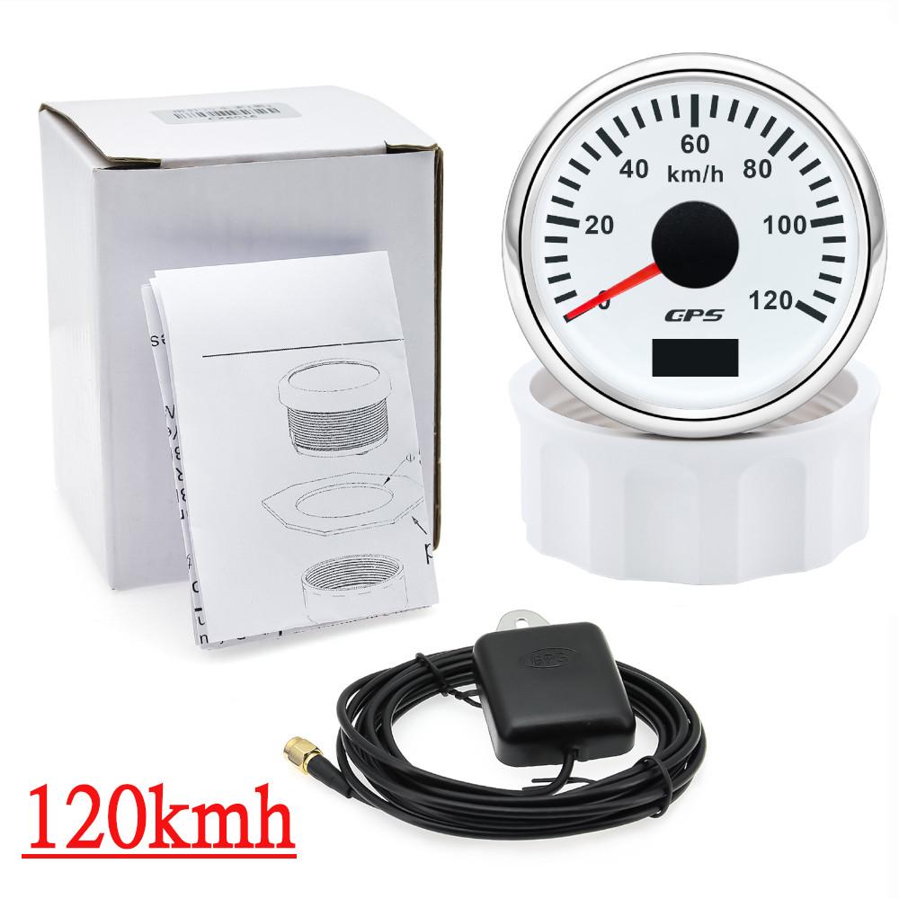 200 км/ч 120 км/ч 60 км/ч Водонепроницаемый 52-мм GPS-спидометр Одометр скорости с антенной 7 цветов подсветки Универсальный для автомобиля Лодки Морской