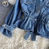 Autumn and Winter  Retro Design Sense of the New Loose Short Heavy Riveted Beads Loose Denim Jacket