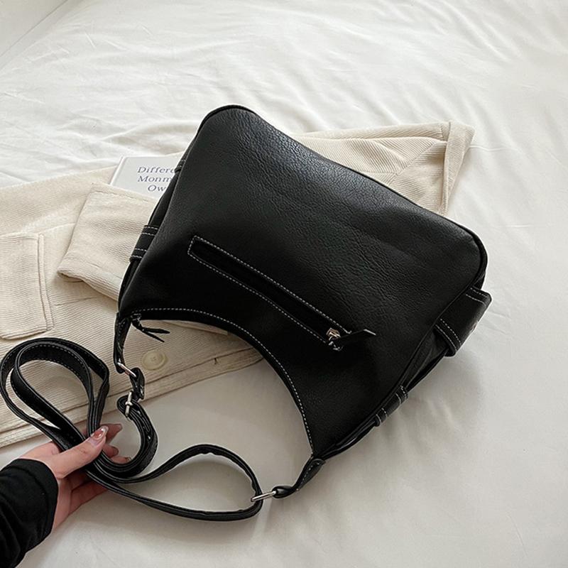 Yogodlns Retro Patchwork Shoulder Bag For Women Soft Leather Crossbody Bag Cool Girl Messenger Bag Shopping Purse Handbag