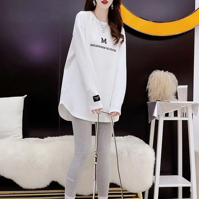 Осень зима повседневные свободные футболки нестандартный принт с буквами утолщенные женские футболки с длинным рукавом теплые бархатные топы y2k уличная одежда