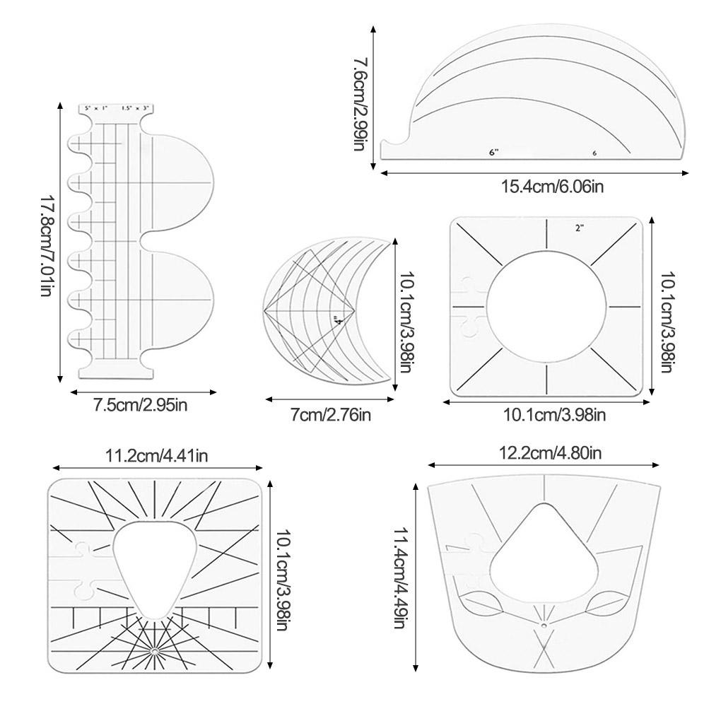 6 шт. линеек для квилтинга акриловые шаблоны для самостоятельной работы швейная машина ткань