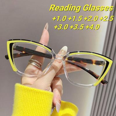 Новые модные персонализированные очки для пресбиопии «кошачий глаз» для женщин, ретро, нейтральные, с цветными блоками, очки для пресбиопии с защитой от синего света