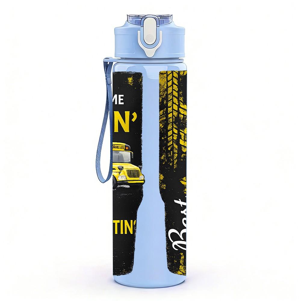 1PC Rolling Can Cooler Slogan Pattern Print 750ml Color Plastic Sports Water Bottle Leakproof Flip Straw Lid Suitable for Sports Office Home Use