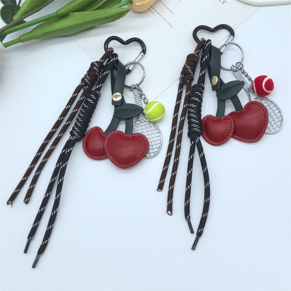 Hand-Woven Braided Rope Keychain Anti-Lost Tennis Racket Key Chain Children Girl