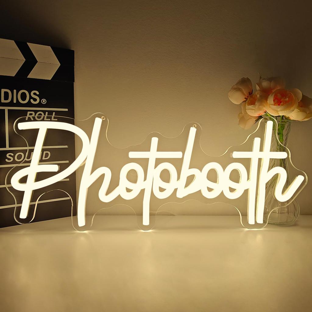 Неоновая вывеска «Фотобудка» для декора стен Фотовывески для свадебной книги пожеланий Открытая вечеринка по случаю помолвки Деловая встреча