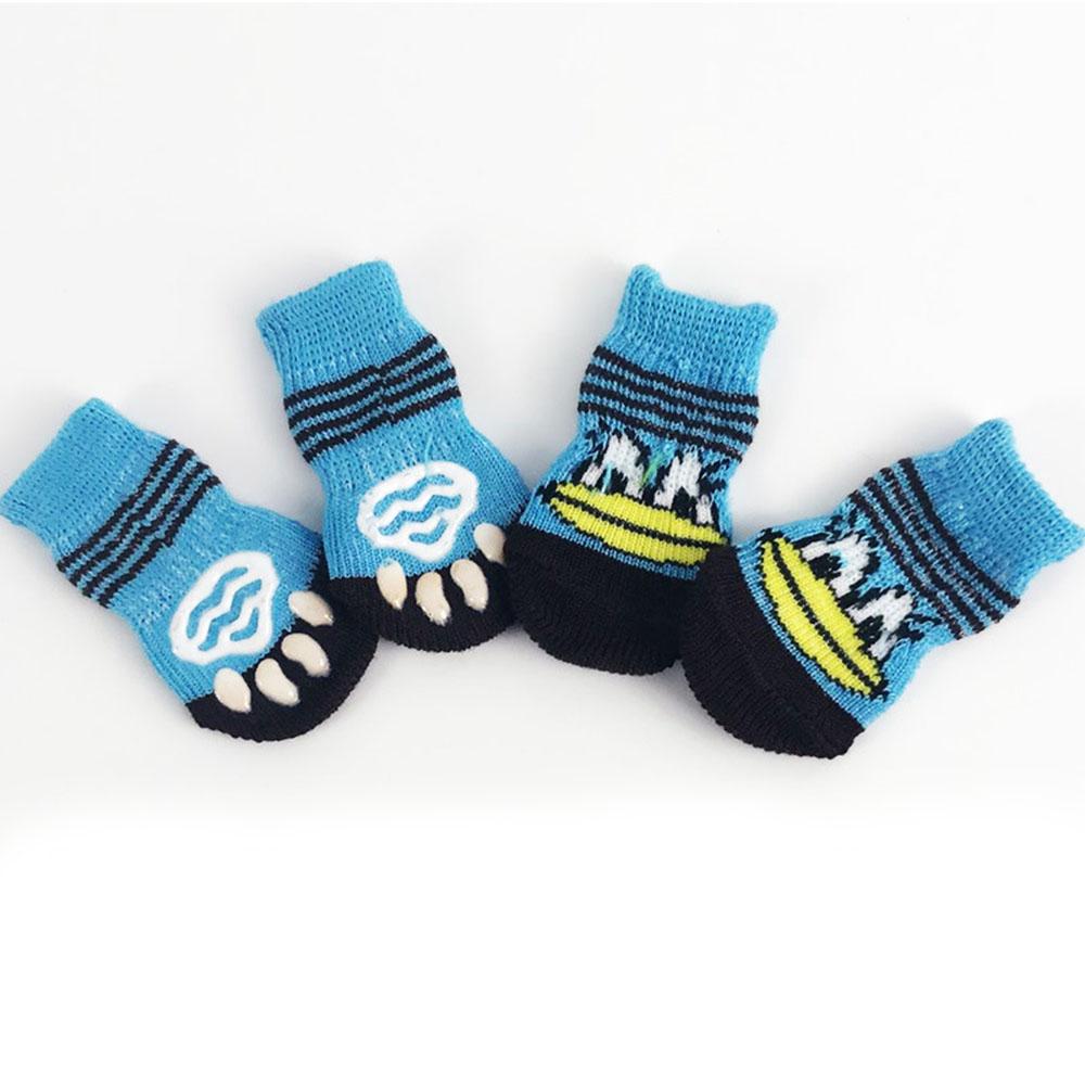 Милые вязаные носки для щенков, хлопковые нескользящие носки для маленьких собак, обувь для кошек на осень-зиму для дома, защита для лап, 4 шт.