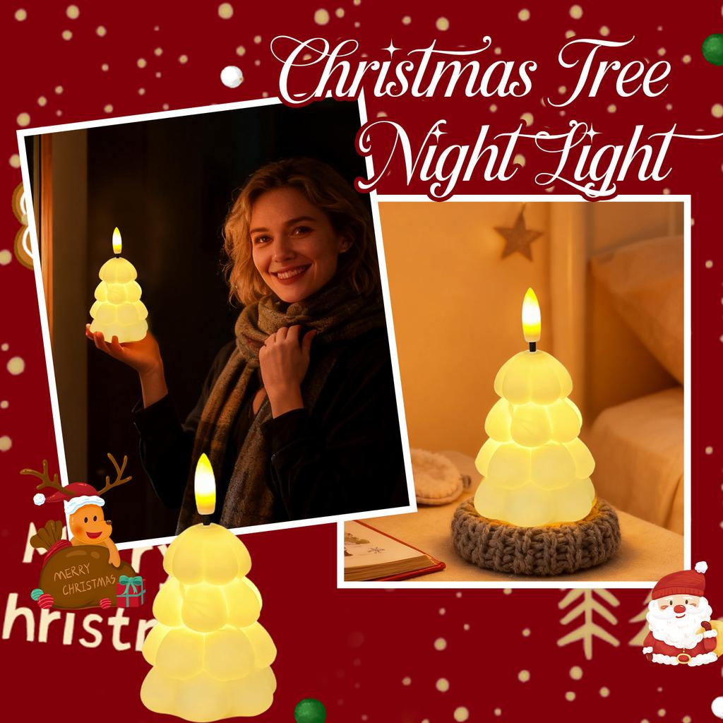 Christmas Tree Vinyl Night Light Bedroom Dormitory Bedside Lamp Party Decoration Ambient Light Gift Ornament