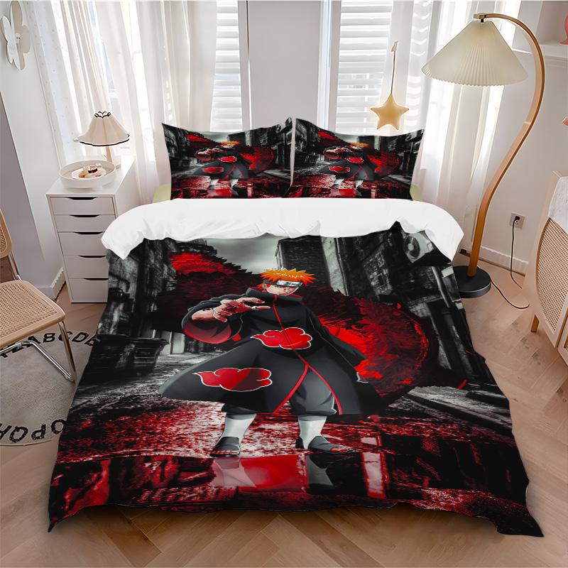 Naruto Black Print 3Pcs Bedding Setduvet Cover With 2 Bedropillowcase Home Birthday Gift