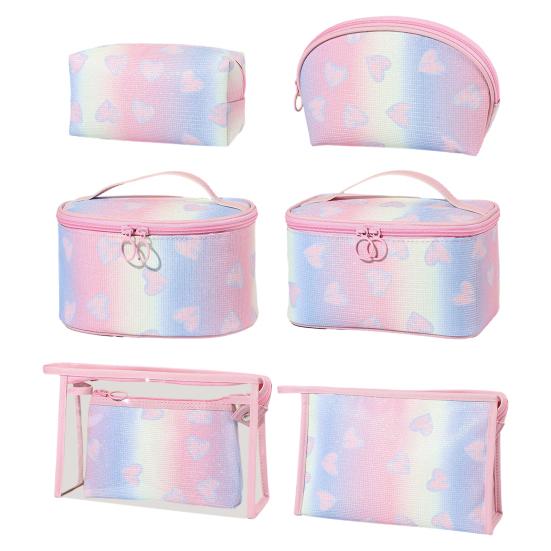 Makeup Bag Zipper Closure Waterproof Large Capacity Travel Toiletry Bag Heart Pattern Makeup Organizer Case