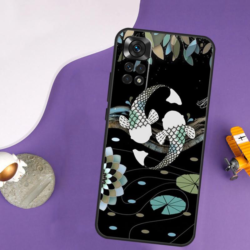 Чехол-книжка с изображением рыбы Кои Инь-Ян для Xiaomi Redmi Note 13 Pro 14 12 9 10 11 Pro 10S 11S 12S Redmi 14C 13C 10C 12C