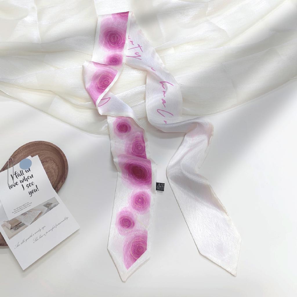 Avocado long silk scarf female ins tie head braided strap tied bag ribbon belt decorative streamer student tie scarf