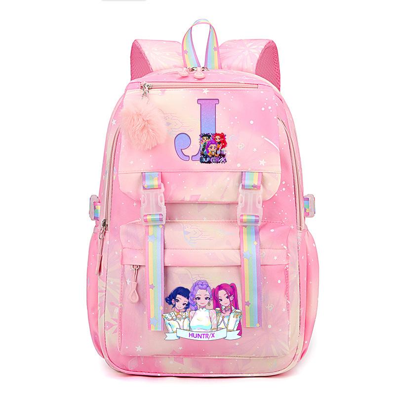 Anime Cartoon Letter Print Pink Backpack Leisure Periphery Large Capacity Backpack Student Bag