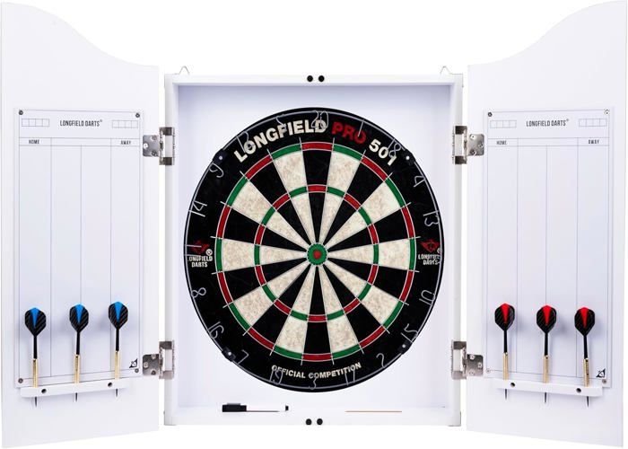 Wooden Dart Cabinet - ENGELHART - Sisal Dartboard - 2 Sets of 18 GR Darts