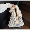New Cotton Thread Large-capacity Striped Shoulder Tote Bag Fashionable and Simple Knitted Bag Beach Vacation Bag