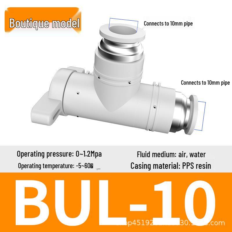 Zhuoji Pneumatic BUC-6-10 Hand Valve with 8mm Tubing, 12mm Straight-Through Air Valve, Quick-Connect Fittings.