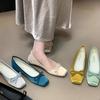 New Flat Ballet Shoes Grandma Shoes Sweet Style Bow Square Head Shallow Mouth Single Shoes Women