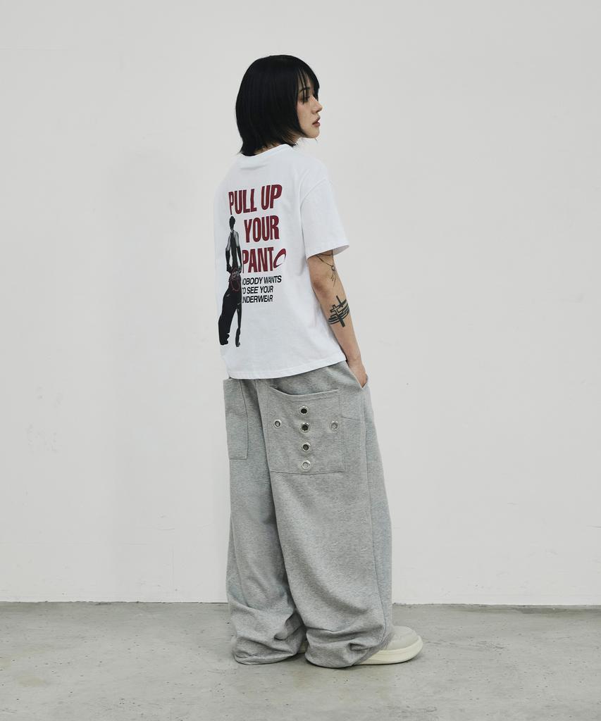 SCALLYWAG Summer Mega Wide Eyelet Training Pants [Grey]