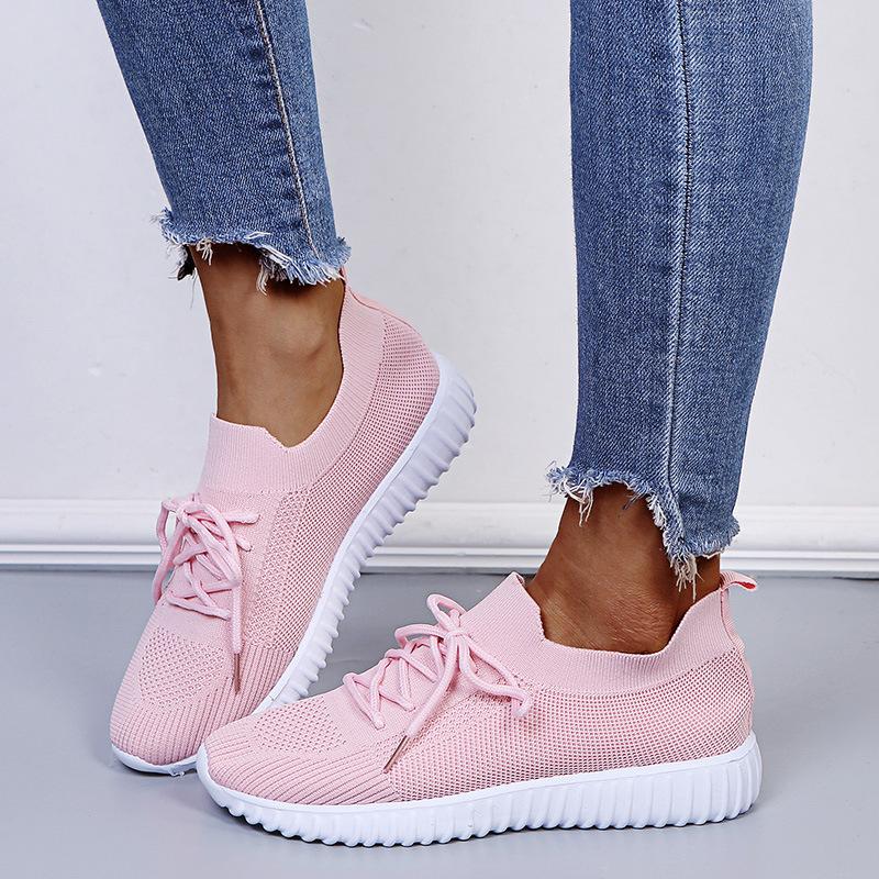 Женская обувь, новая повседневная обувь 2025 года, весна и осень, новые модные кроссовки, удобные летающие тканые дышащие спортивные туфли для женщин