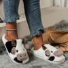 Fashion 2024 New Winter Women's Cartoon Cow Warm Plush Slippers Indoor Non-Slip Home Women's Baotou Cotton Slippers Women