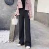Women's Autumn and Winter Casual Knit Loose High Waist Straight Long Pants