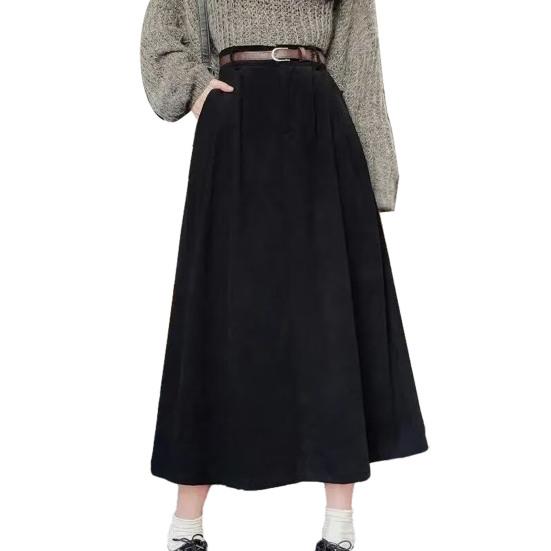 Женская юбка с высокой талией, А-силуэта, с большим подолом, миди, однотонная, осенне-зимняя, драпированная, для повседневной носки