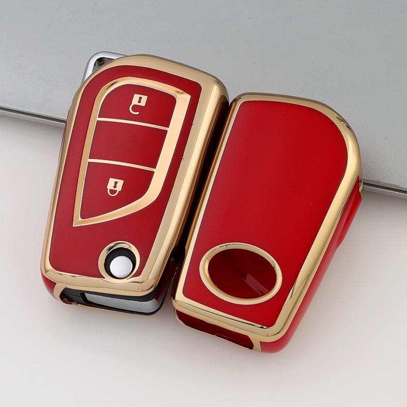 Чехол для автомобильного ключа из ТПУ, защитный чехол для брелока Toyota Aygo Yaris Highlander Camry RAV4, держатель для ключа с 2 кнопками