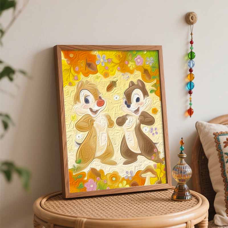 Disney animation digital oil painting Chip n Dale diy handpainted coloring painting home decoration wall art gift for room decor art