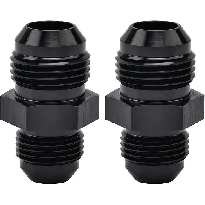 EVIL ENERGY 6AN Male to Male Flare Coupler Union Straight Fuel Hose Adapter Fitting Black 2PCS