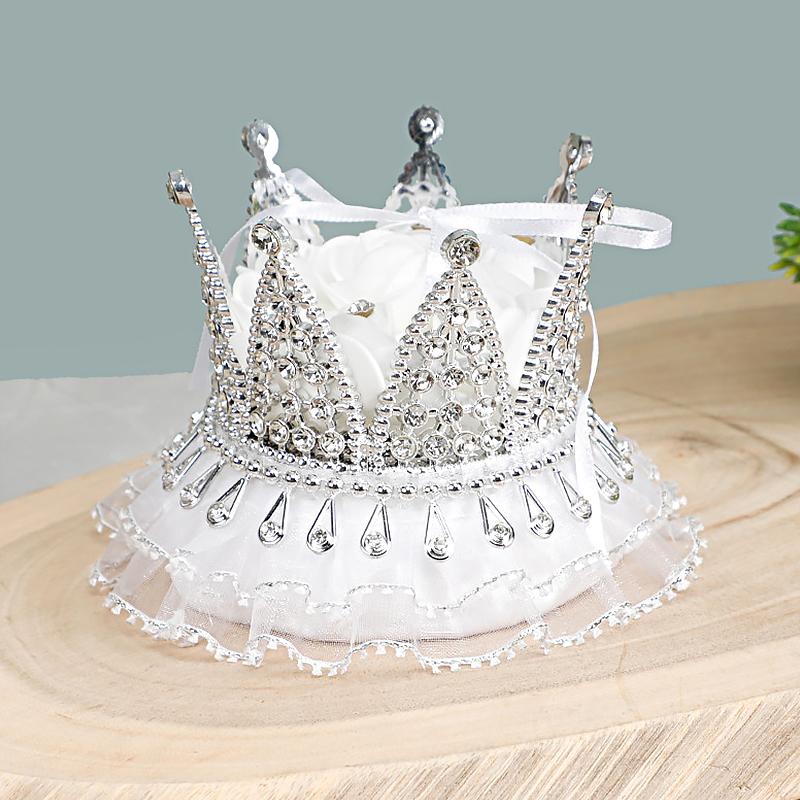 1 шт., мини-держатель для колец, коробка для колец, кружевной футляр для ювелирных изделий, форма короны, стразы, креативные подарки на свадьбу