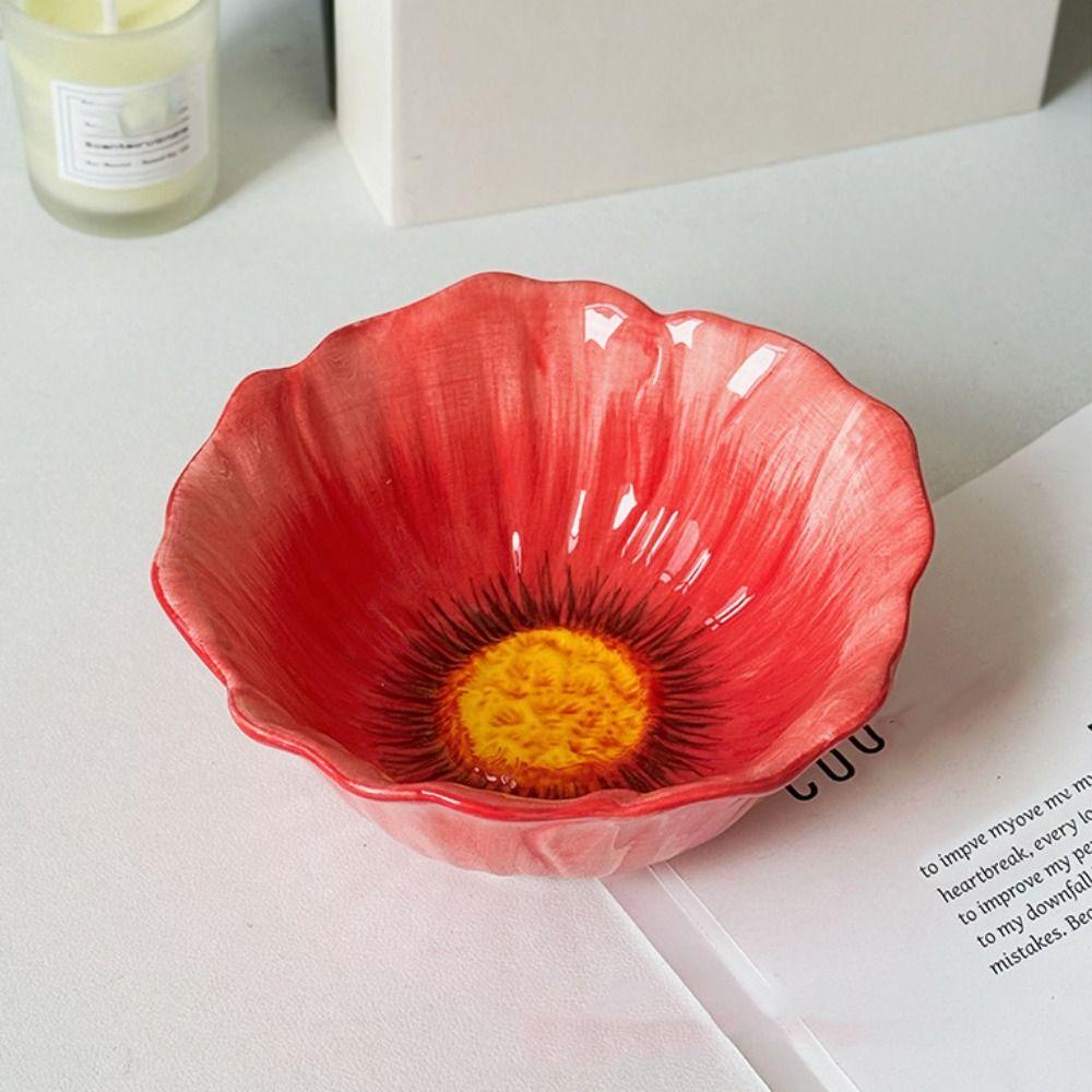 Household Ceramic Flower Plate Light Luxury Decorative Bowl Pastry Dish Soup Bowls Western Food