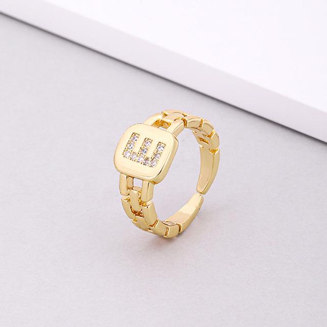 Initial Letter Ring Women Trendy Adjustable Pave Micro Zirconia Hollow Finger Ring For Women Jewelry Gift