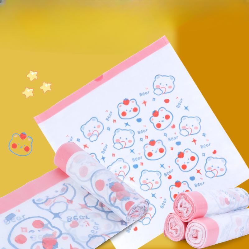 Drawstring Free Tear Printed Garbage Bag Thickened Pe Household Plastic Bag Office Kitchen Cartoon Drawstring Type