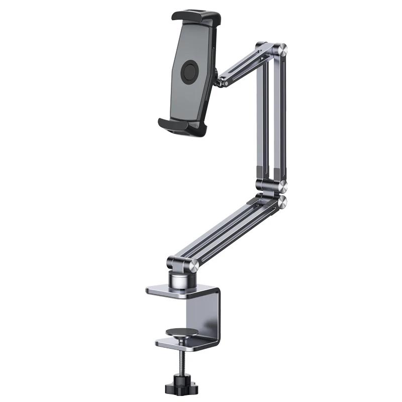 Oatsbasf Aluminum Desktop Tablet Stand Clamp Long Arm Bedside Lazy Bracket Multi-angle Live Desk Mount For 4-12.9'' Phone iPad
