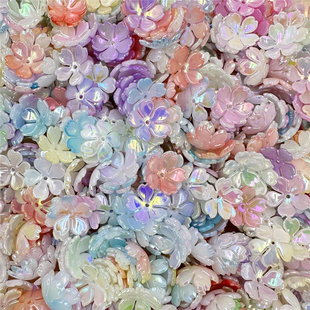 Creative 20Pcs DIY Findings Beading Neclace Bracelet Loose Beads Acrylic Colorful Flowers Handcrafted for Jewelry Making